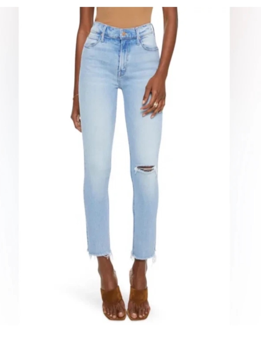 Mother Mid Rise Dazzler Ankle Fray Jeans Hopeless Romantic Women’s Size 26